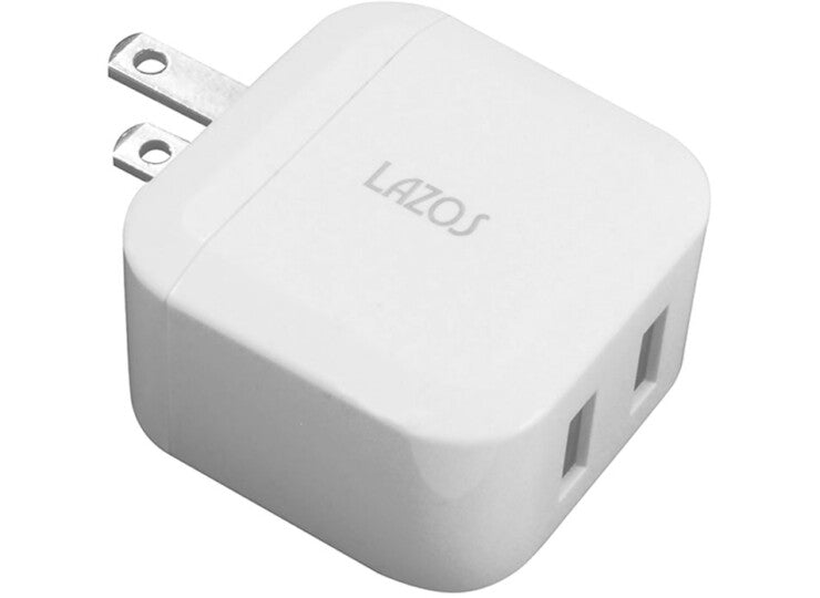 Lazos AC充電器 ACアダプタ 2ポート 合計出力最大2.4A 自動判別機能付き 2台同時充電 折りたたみ式 ラソス ホワイト KW chm