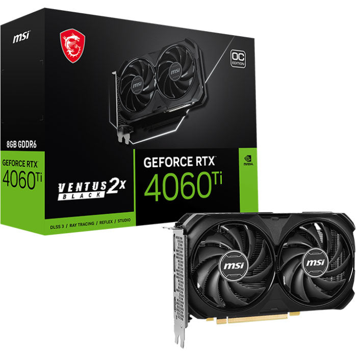 MSI Graphics Board GeForce RTX 4060 Ti VENTUS 2X BLACK 8G OC PCIExp 8GB Gift Wrapping Available
