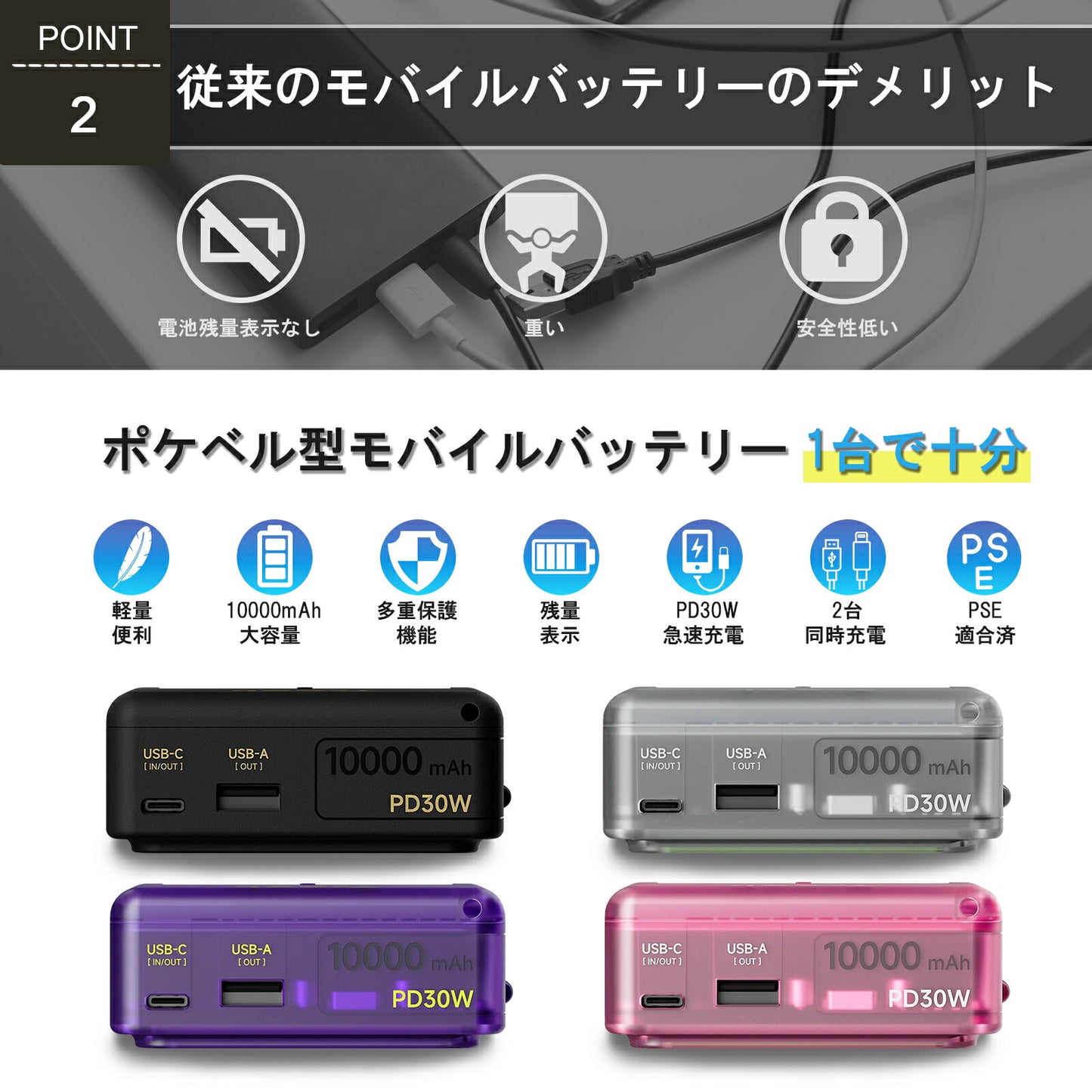 Trokz ポケベル型モバイルバッテリー 10000mAh TRD