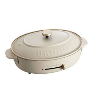 BRUNO ブルーノ オーバルホットプレート 本体 プレート3種 グレージュ(たこ焼き 深鍋 平面) BOE053-GRG