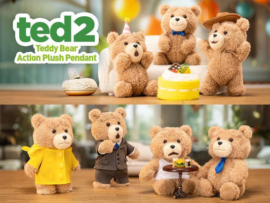 POP MART Ted2 泰迪熊动感毛绒玩具吊坠组合盒