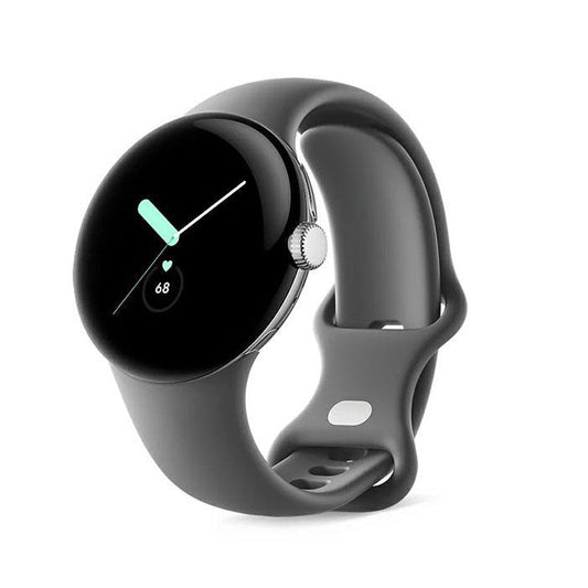 Google グーグル スマートウォッチ ウェアラブル Pixel Watch [Polished Silver ステンレス ケース/Charcoal アクティブ バンド]