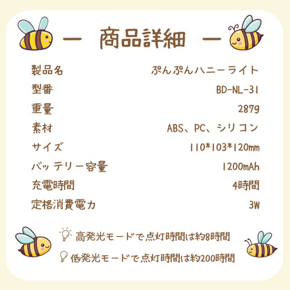 ぷんぷんハニーライト ハチ型ナイトライト USB充電式 TRD